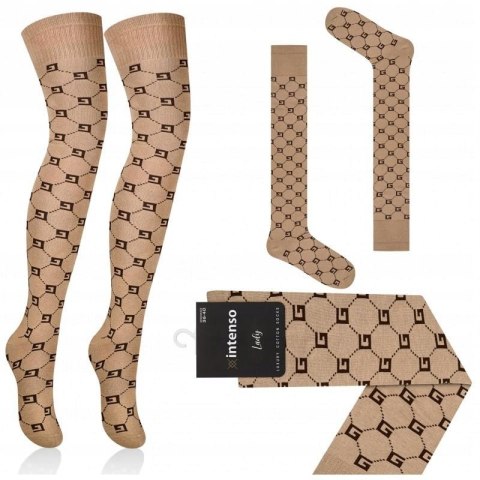 ZAKOLANÓWKI DAMSKIE WZOROWANE BAWEŁNIANE INTENSO LUXURY R.36-40 ZAKOLANÓWKI DAMSKIE WZOROWANE BAWEŁNIANE INTENSO LUXURY R.36-40