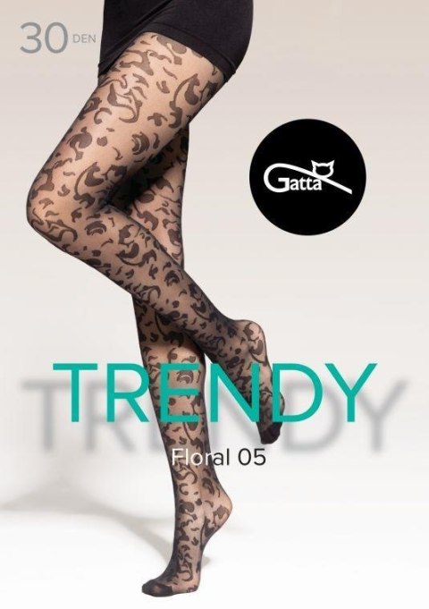 FLORAL 05- RAJSTOPY DAMSKIE WZORZYSTE 30 DEN - 000.75Y - TRENDY 25/26
